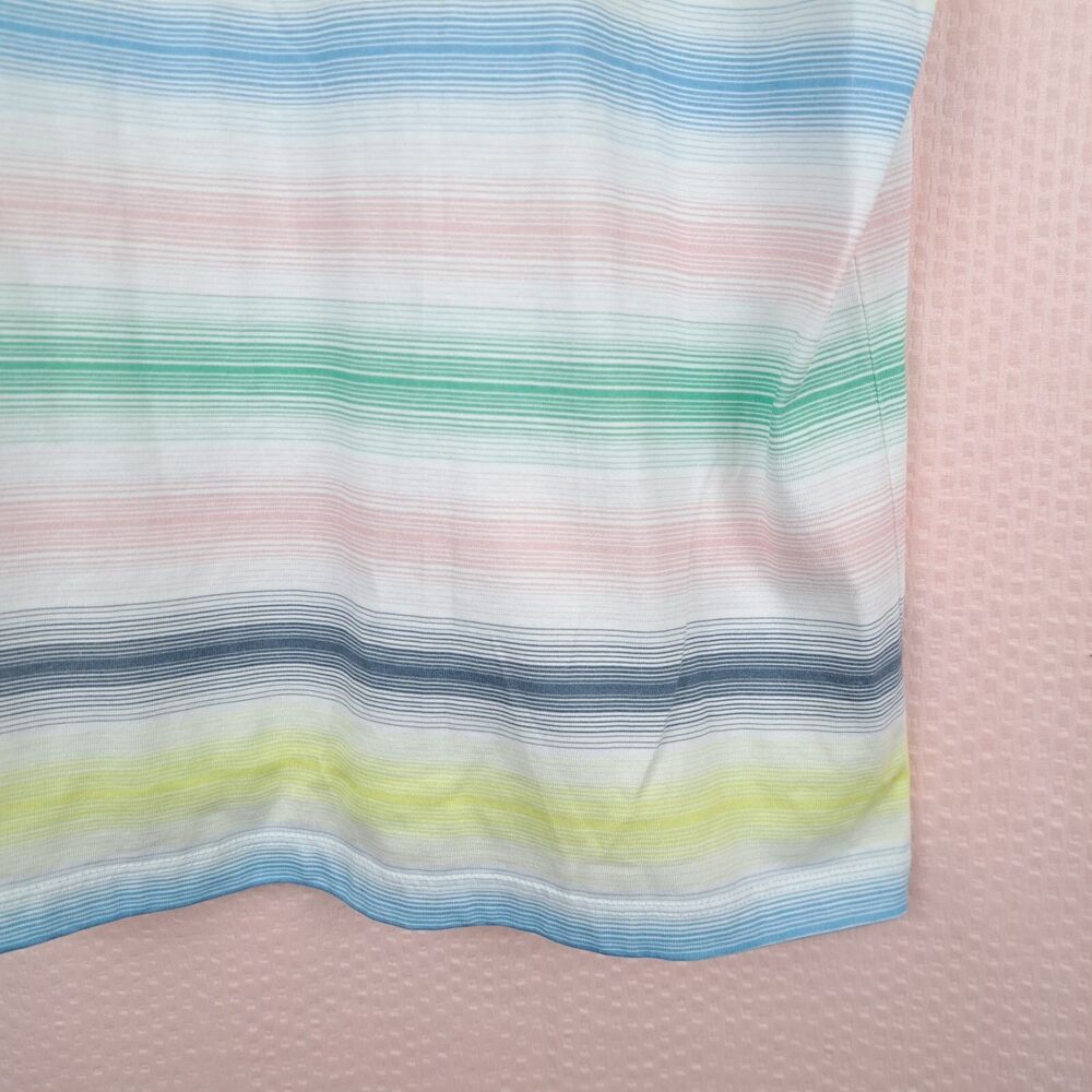 Lands’ End Pastel Striped Short Sleeve Cotton T Shirt Size L 100% Cotton - Picture 10 of 11